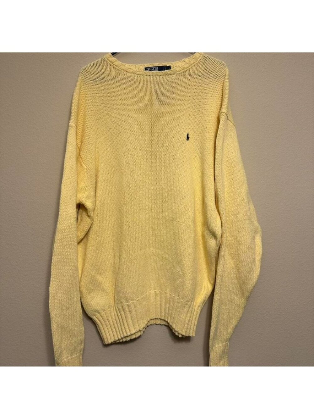 Vintage Polo Ralph Lauren Yellow Knit Sweater With Embroidered Logo